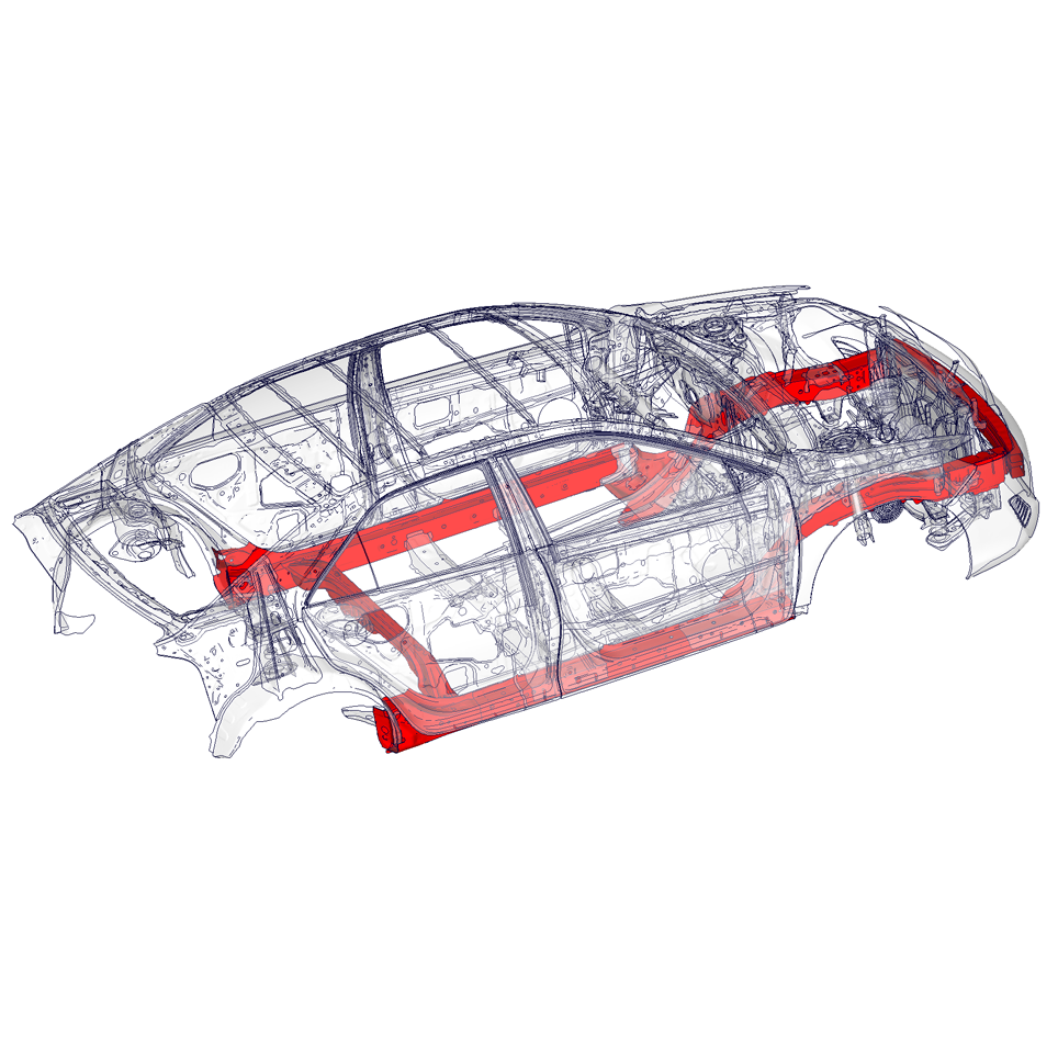 Visualization of the thickness differences between the two chassis.