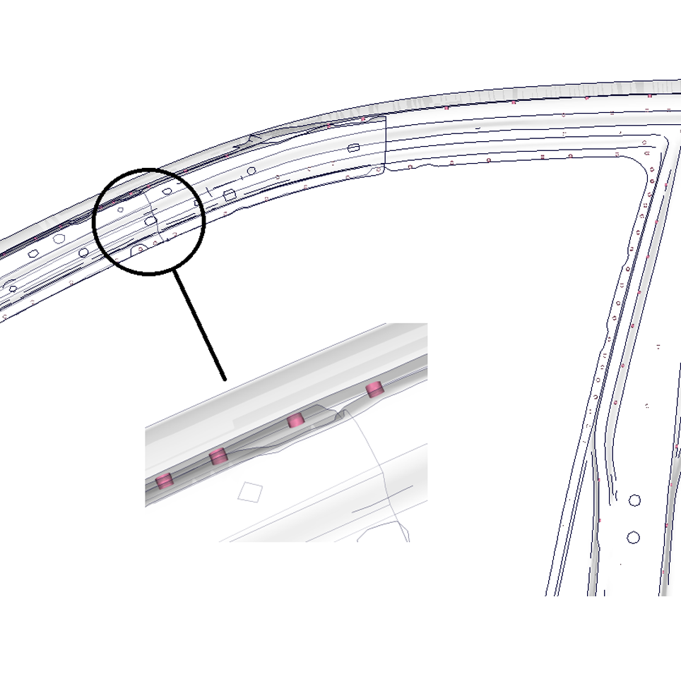 Differences in the spot welds have been detected and can be visualized together with the connecting parts.