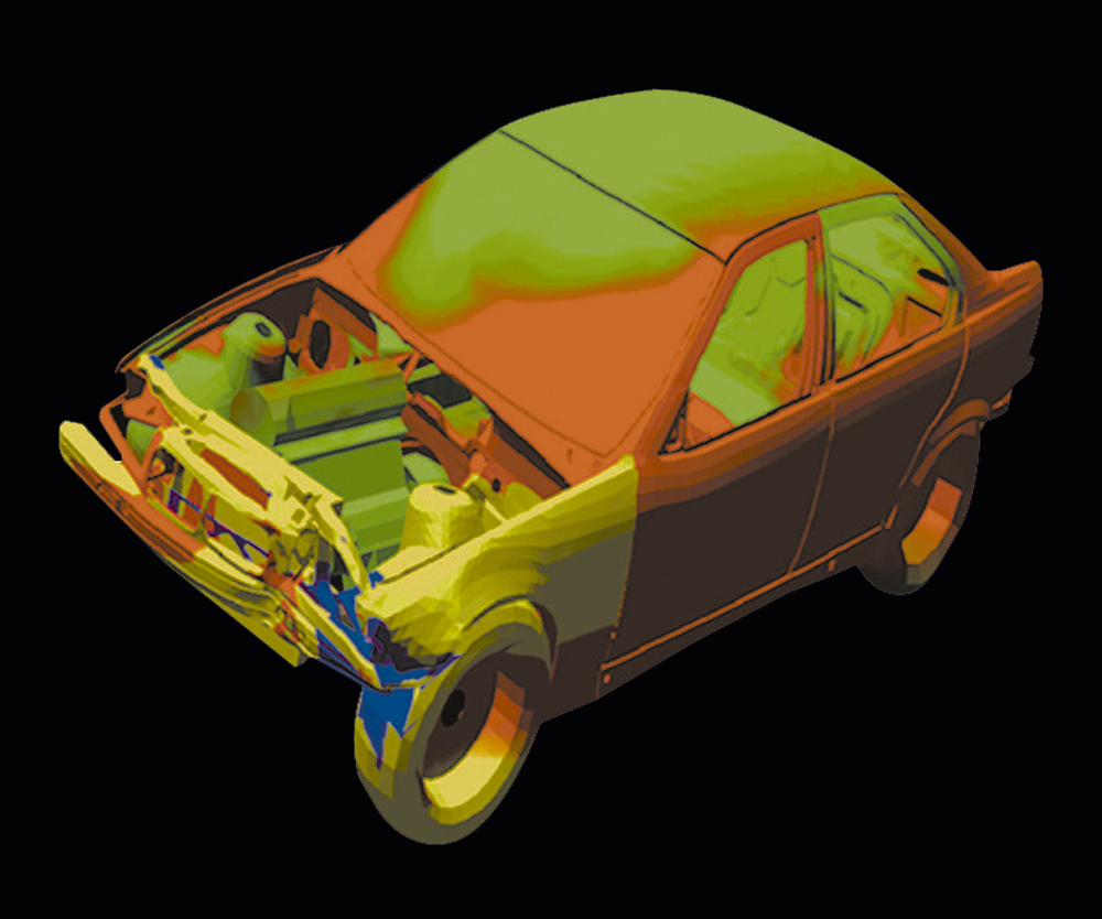 Verschiedene Simulationsergebnisse farblich dargestellt. 