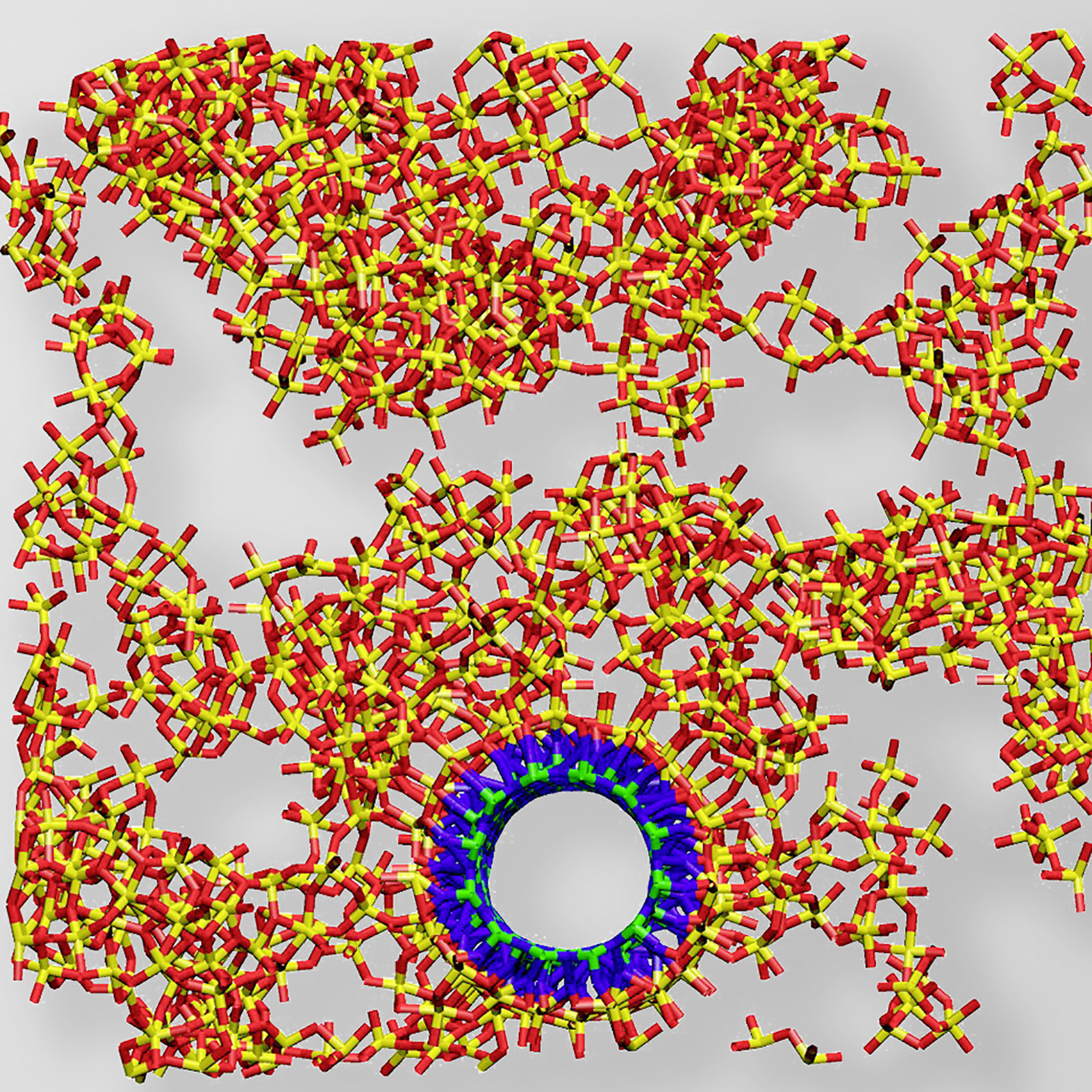Bornitrid-Nanoröhrchen in einer Siliziumoxidmatrix. Darstellung von verstärktem Nanomaterial mit der Fraunhofer-Software.