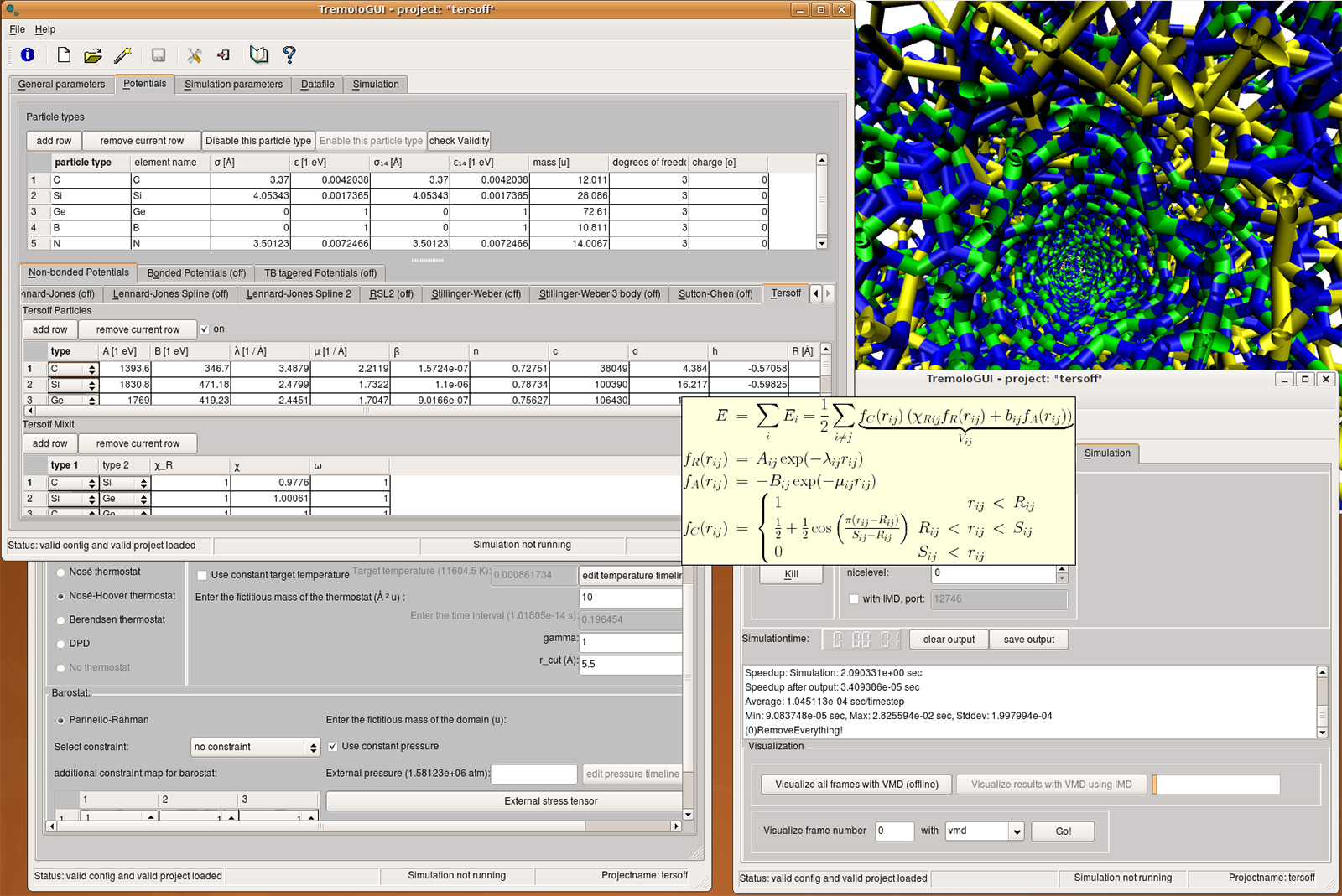 Graphical user interface of the Fraunhofer SCAI Software Tremolo-X.